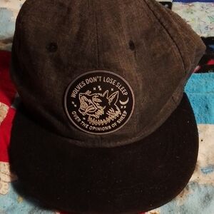 Grey and Black Snapback Hat with Wolf Patch